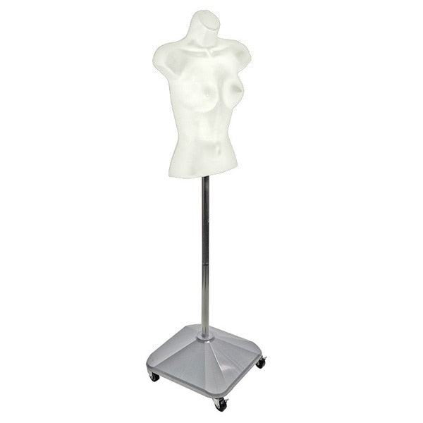 White Plastic Female Bust on Wheeled Plastic Base