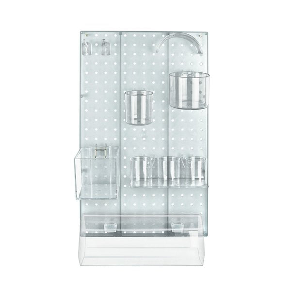 10-Piece Clear Pegboard Organizer Kit with 1 Panel and Accessory