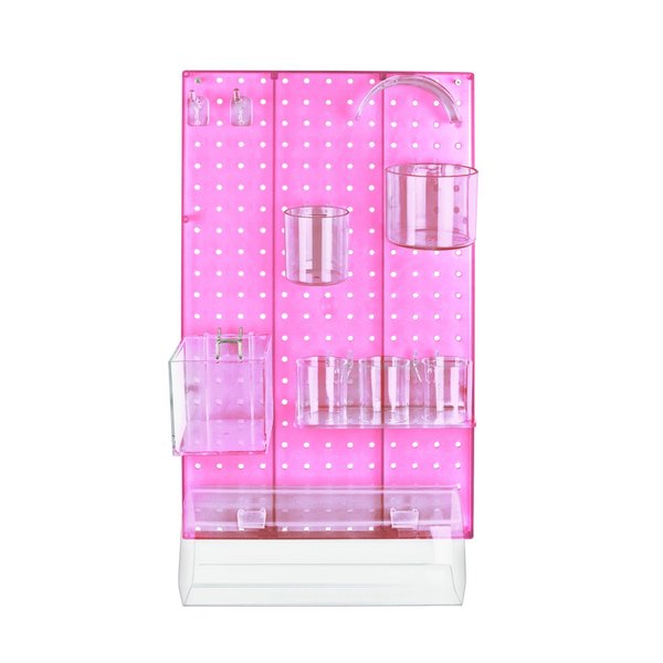 10-Piece Pink Pegboard Organizer Kit with 1 Panel and Accessory
