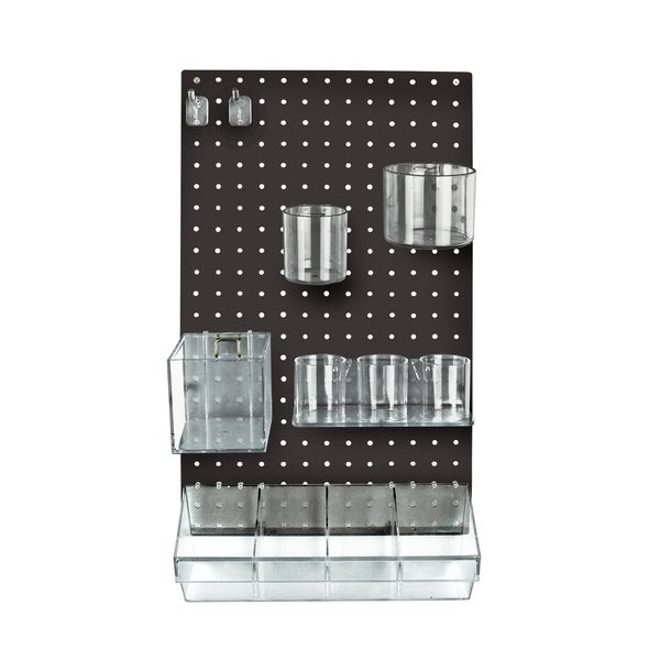 12-Piece Black Pegboard Organizer Kit with 1 Panel and Accessory