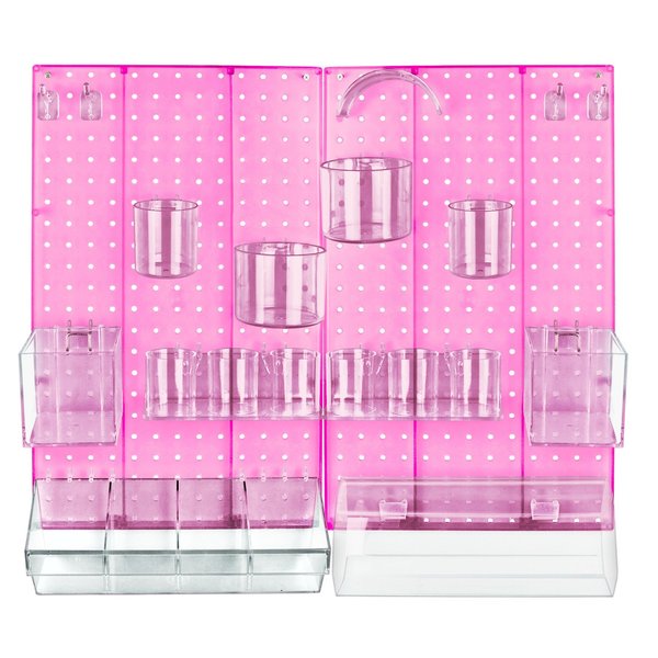 24-Piece Pink Pegboard Organizer Kit with 2 Panels and Accessory