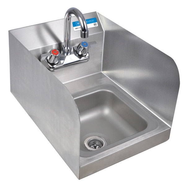 Space Saver Hand Sink With Side Splashes,  Faucet,  2 Holes 9"Wx9"