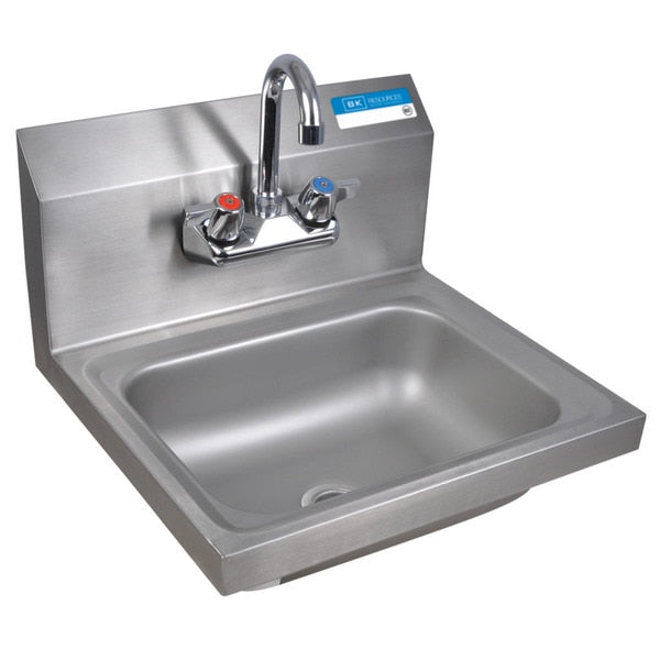 Hand Sink Stainless Steel W/Faucet,  2 Holes,  3-1/2" DR 13-3/4x10Óx5Ó