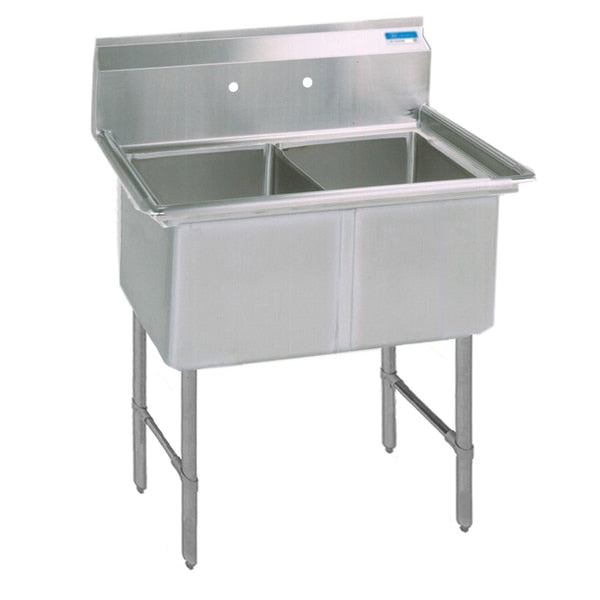 23.5 in W x 41.0125 in L x Free Standing,  Stainless Steel,  Two Compartment Sink 16 Gauge