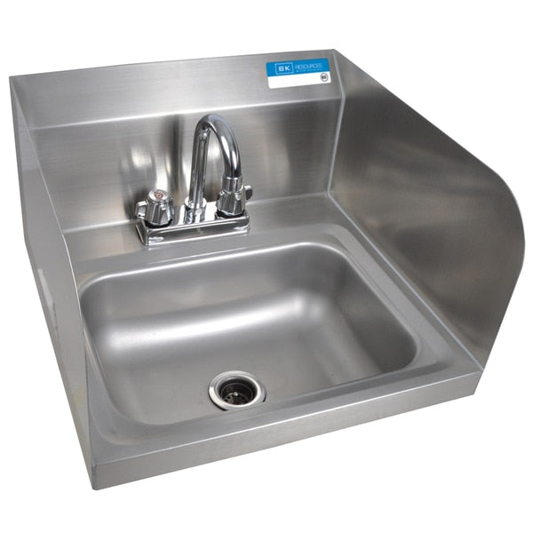 Hand Sink Stainless Steel W/Side Splashes,  Faucet 2 Holes 14"Wx10"