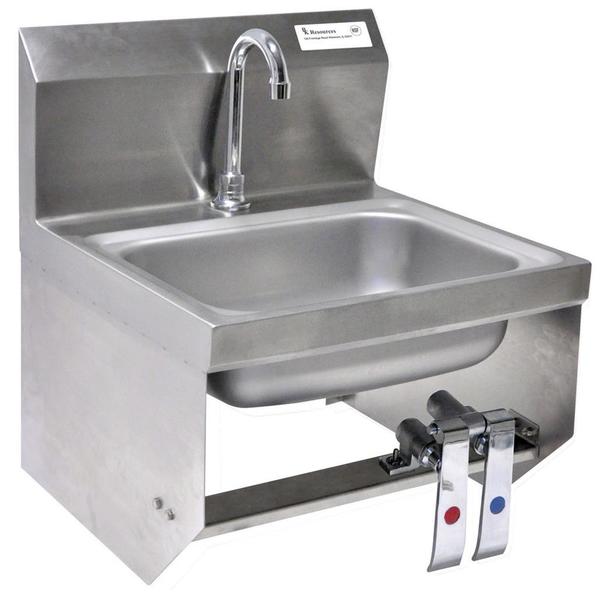 Hand Sink Stainless Steel W/Knee Valve Brackets,  Faucet 1 Hole