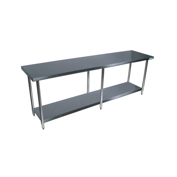 Work Table Stainless Steel W/Undershelf,  Plastic bullet feet 96"Wx30"D