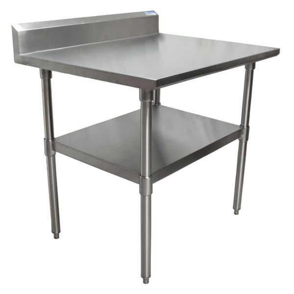 Work Table Stainless Steel With Undershelf,  5" Backsplash 36"Wx30"D