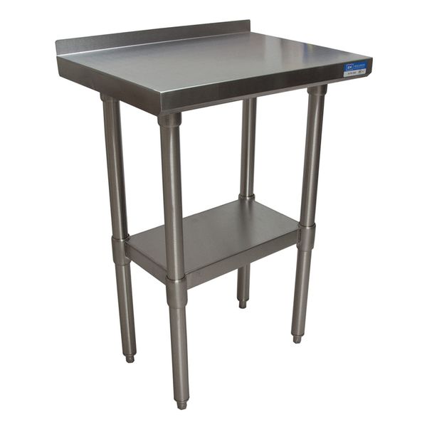 Work Table Stainless Steel With Undershelf,  1.5" Rear Riser 24"Wx18"D