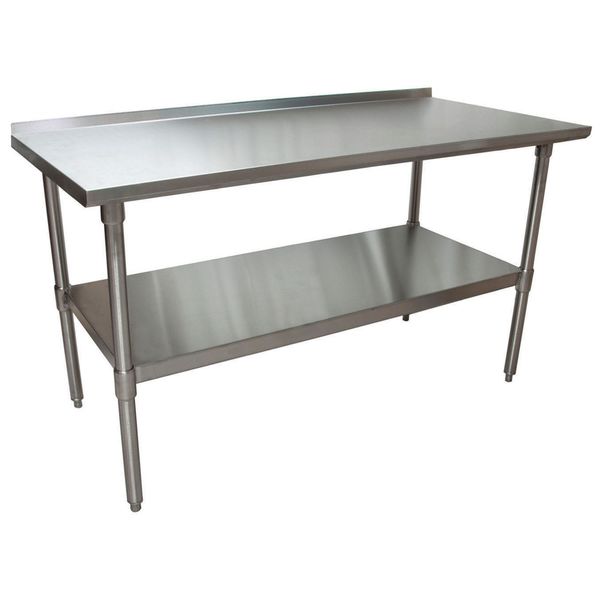 Work Table Stainless Steel With Undershelf,  1.5" Rear Riser 60"Wx30"D