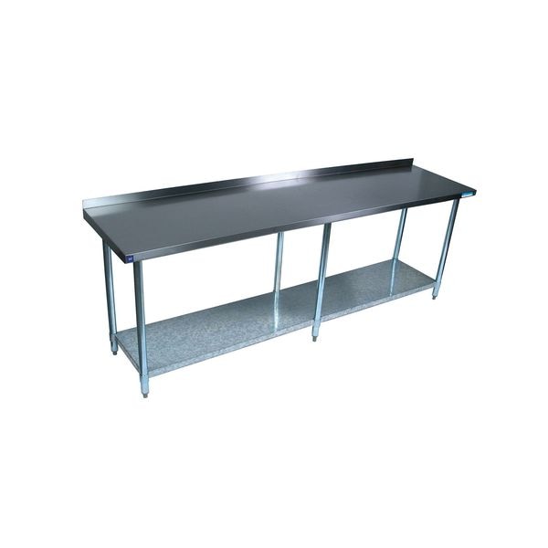 Work Table Stainless Steel With Undershelf,  1.5" Rear Riser 84"Wx24"D