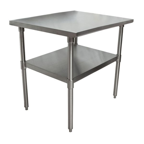 Flat Top Work Table Stainless Steel w/Galvanized Undershelf 24"Wx24"D