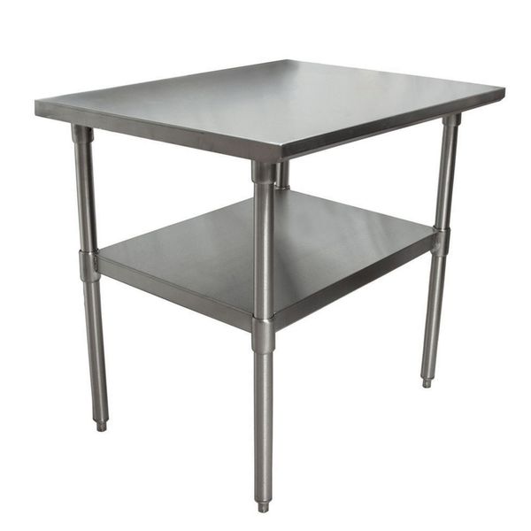 Flat Top Work Table Stainless Steel w/Galvanized Undershelf 36"Wx30"D