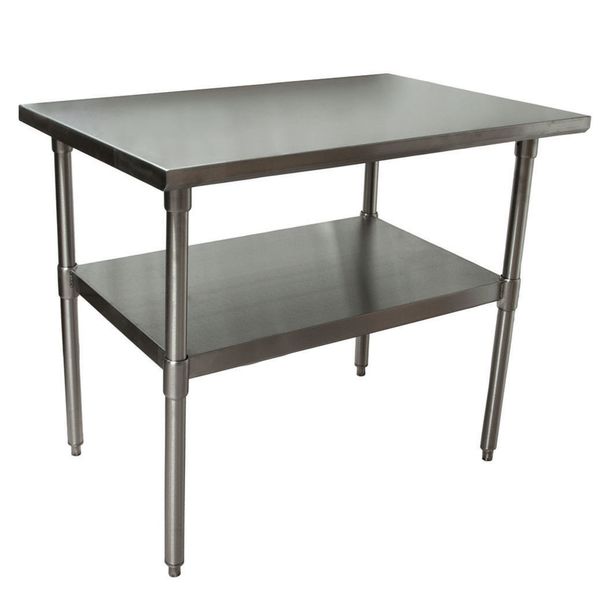 Flat Top Work Table Stainless Steel w/Galvanized Undershelf 48"Wx30"D