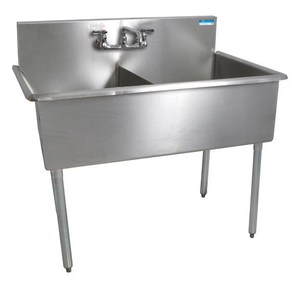 21.5 in W x 39 in L x Free Standing,  Stainless Steel,  Two Compartment Budget Sink