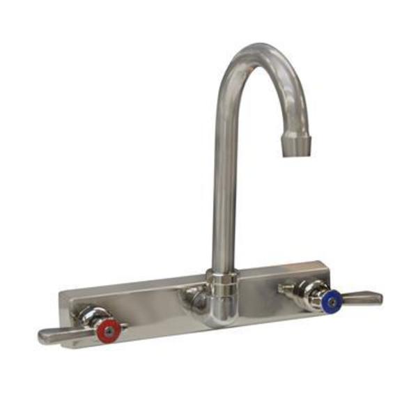 Evolution 8" Splash Mount Stainless Steel Faucet, 6"Gooseneck Spout