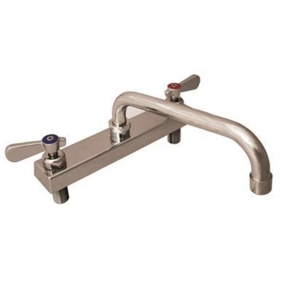 Evolution 8" Deck Mount Stainless Steel Faucet,  12" Swing Spout