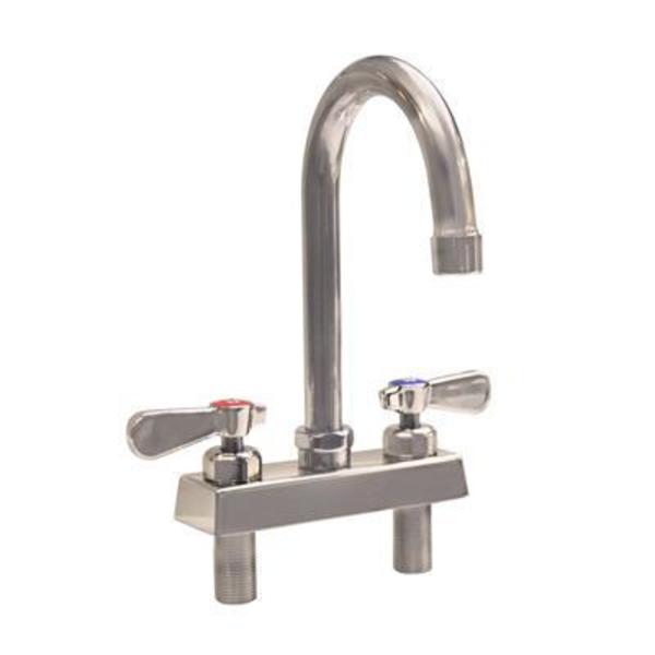 Evolution 4" Deck Mount Stainless Steel Faucet,  4.5" Gooseneck Spout