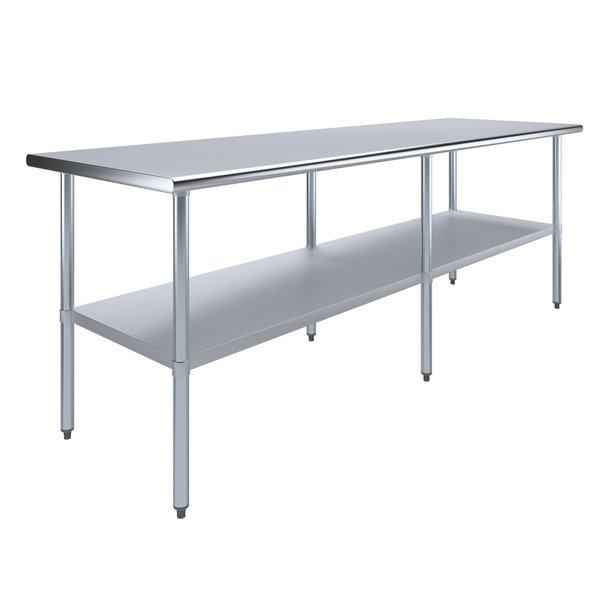 Stainless Steel Metal Table with Undershelf,  96 Long X 30 Deep