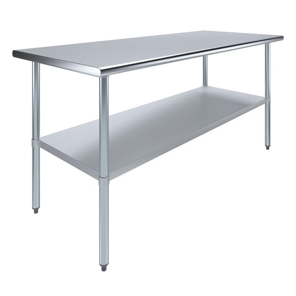 Stainless Steel Metal Table with Undershelf,  72 Long X 30 Deep