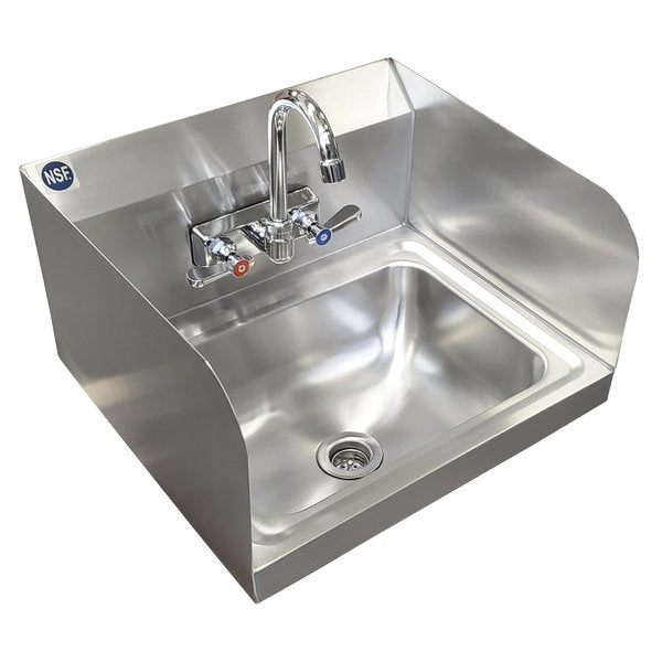 Stainless Steel Wall Mounted Hand Sink 17in x 15in with Side Splash NSF