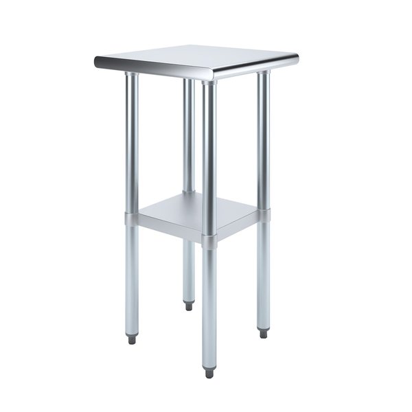 Stainless Steel Metal Table with Undershelf,  18 Long X 18 Deep