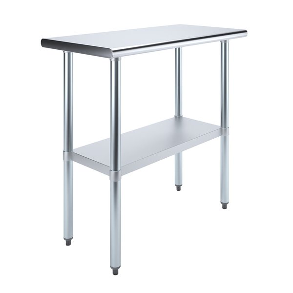 Stainless Steel Metal Table with Undershelf,  36 Long X 18 Deep