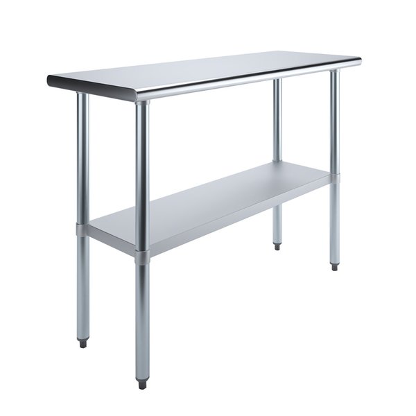 Stainless Steel Metal Table with Undershelf,  48 Long X 18 Deep