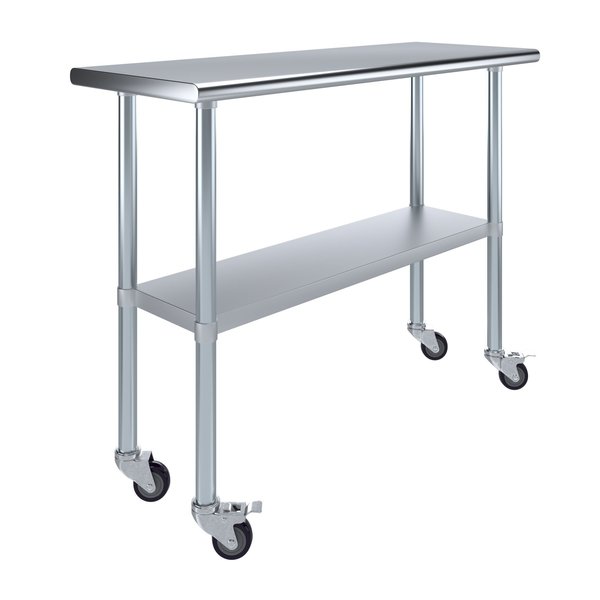 18x48 Rolling Prep Table with Stainless Steel Top
