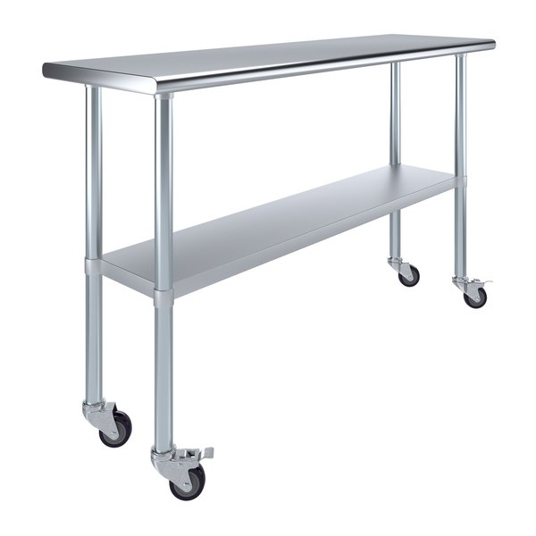 18x60 Rolling Prep Table with Stainless Steel Top