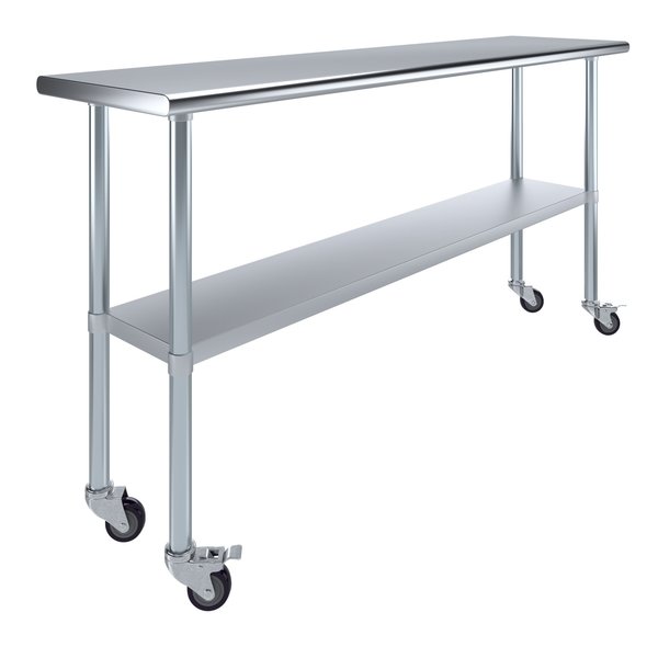 18x72 Rolling Prep Table with Stainless Steel Top