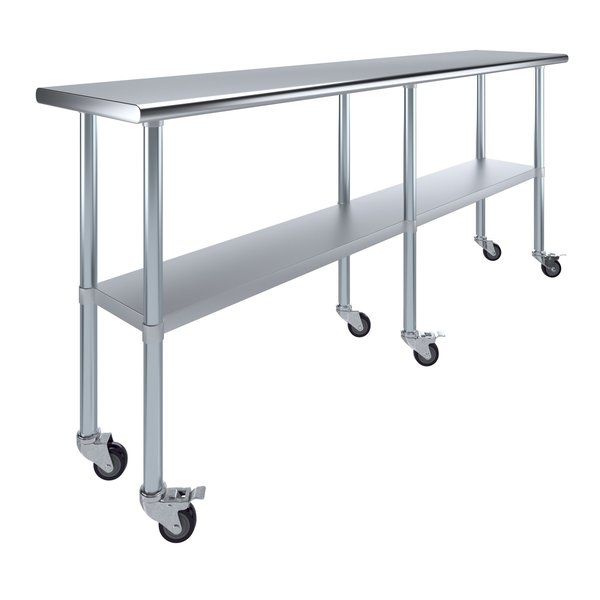 18x84 Rolling Prep Table with Stainless Steel Top