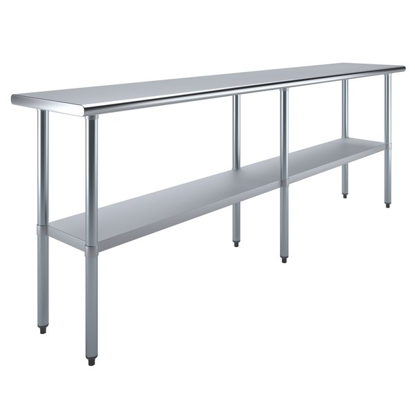 Stainless Steel Metal Table with Undershelf,  96 Long X 18 Deep