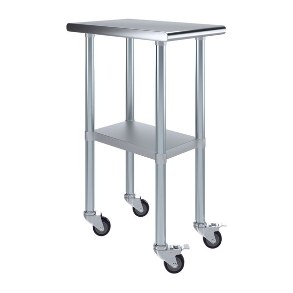 24x15 Rolling Prep Table with Stainless Steel Top