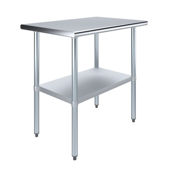 Stainless Steel Metal Table with Undershelf,  36 Long X 24 Deep
