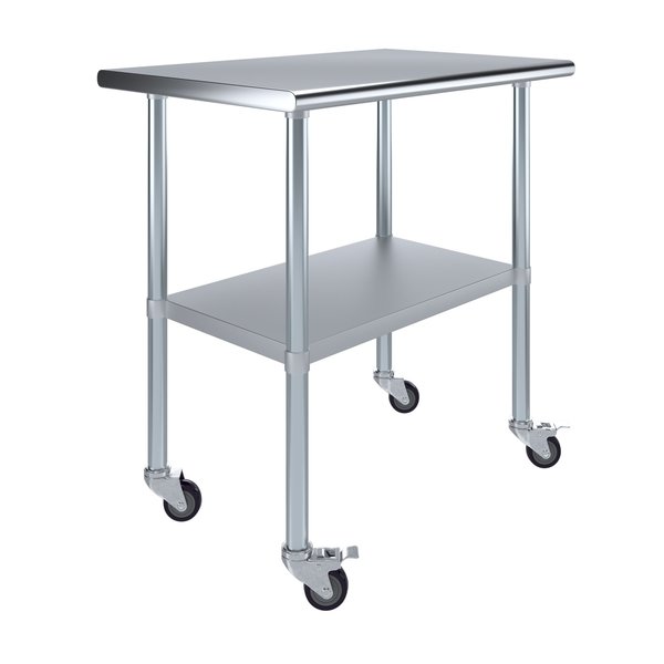 24x36 Rolling Prep Table with Stainless Steel Top