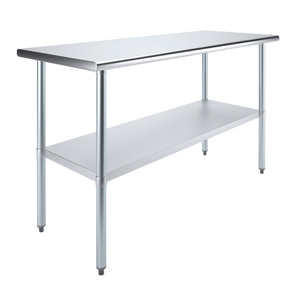 Stainless Steel Metal Table with Undershelf,  60 Long X 24 Deep