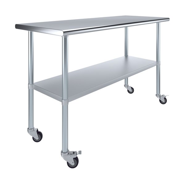 24x60 Rolling Prep Table with Stainless Steel Top