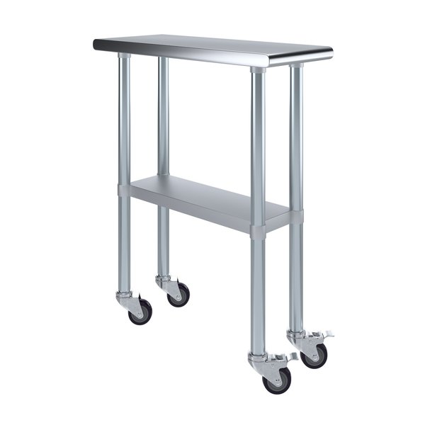 30x12 Rolling Prep Table with Stainless Steel Top