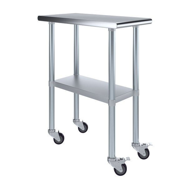 30x15 Rolling Prep Table with Stainless Steel Top