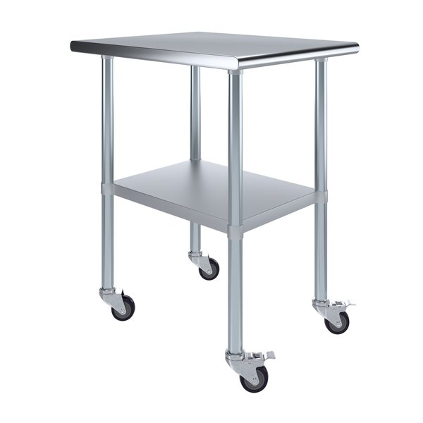 30x24 Rolling Prep Table with Stainless Steel Top