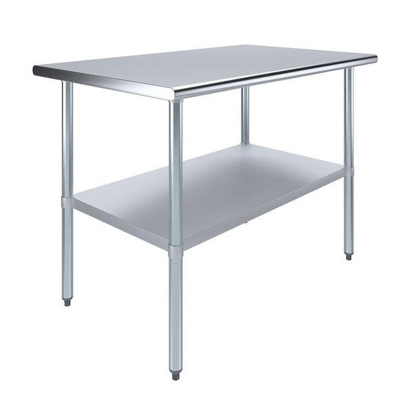 Stainless Steel Metal Table with Undershelf,  48 Long X 30 Deep