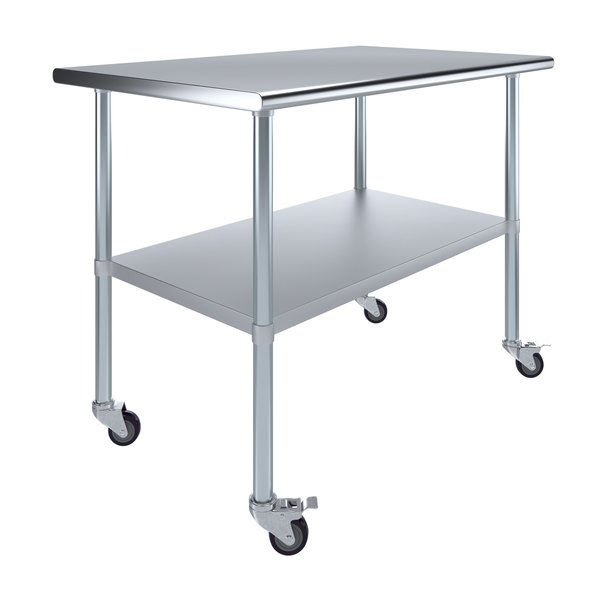 30x48 Rolling Prep Table with Stainless Steel Top