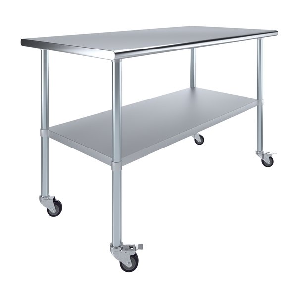 30x60 Rolling Prep Table with Stainless Steel Top