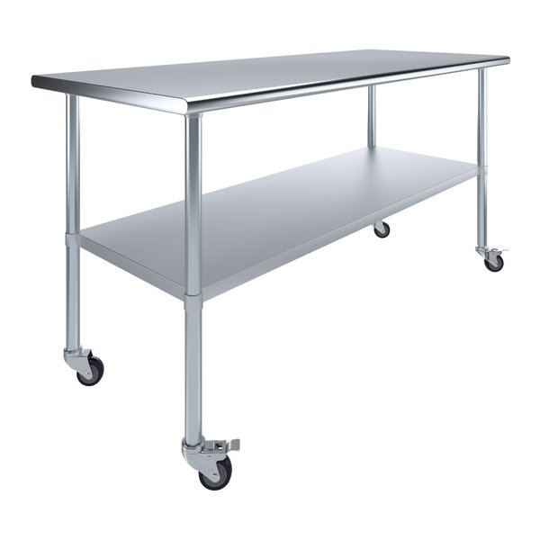 30x72 Rolling Prep Table with Stainless Steel Top