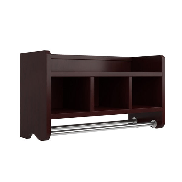 25" Bath Storage Shelf with Two Towel Rods,  Espresso