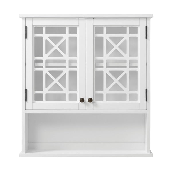 Derby 27"W x 29"H Wall Mounted Bath Storage Cabinet with Glass Cabinet Doors and Shelf