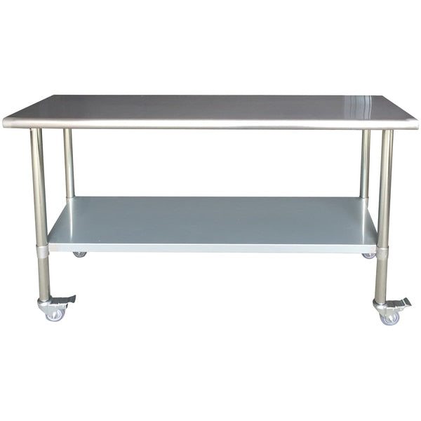 Stainless Steel Work Table with Casters 24" x 72"