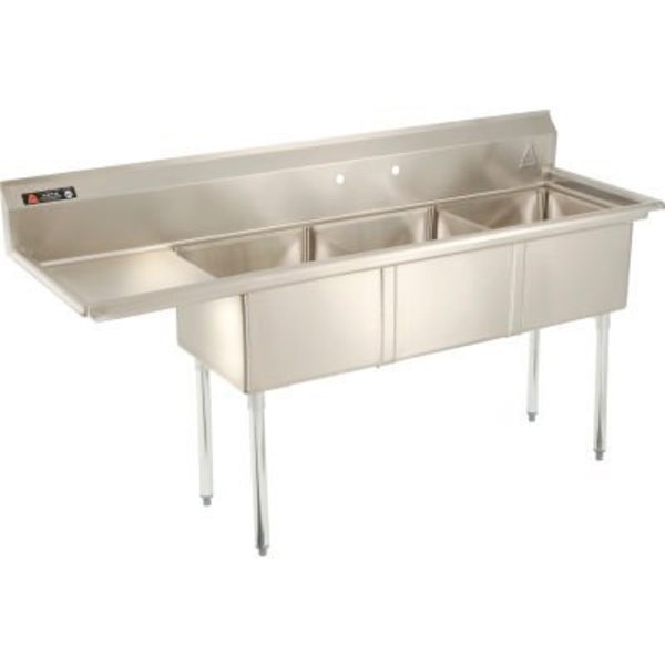 Aero Manufacturing Company® AF3-181 3 Compartment Sink,  18 x 18,  Left Side Drainboard