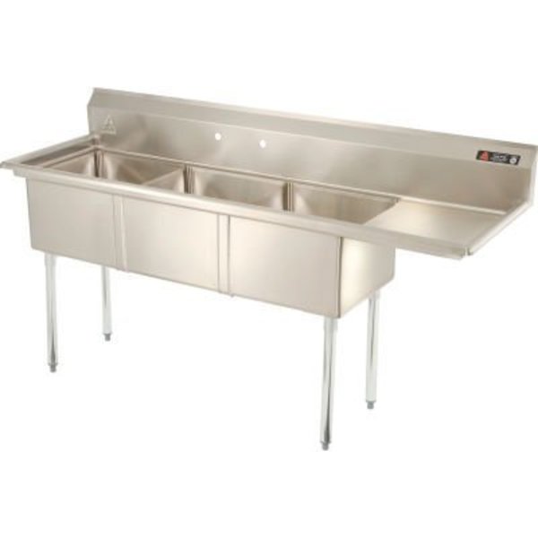 Aero Manufacturing Company® AF3-1818-18R Three Bowl SS Sink,  18 x 18,  Right Side Drainboard